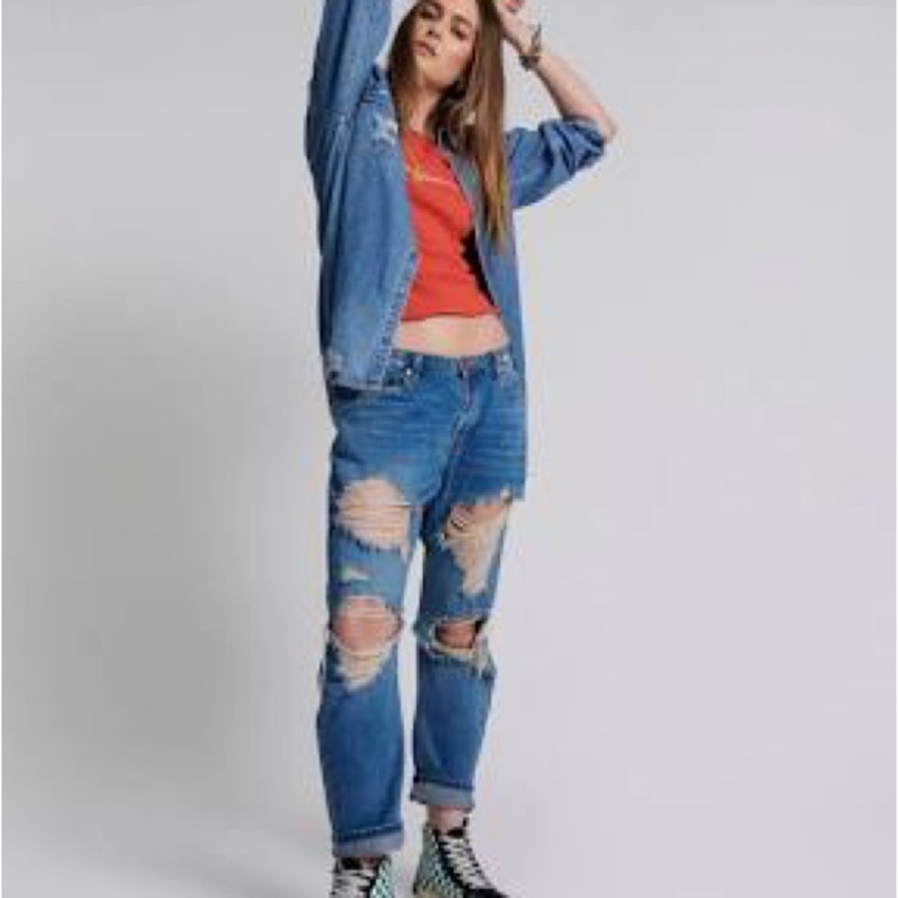 One Teaspoon Blue Boyfriend Jeans